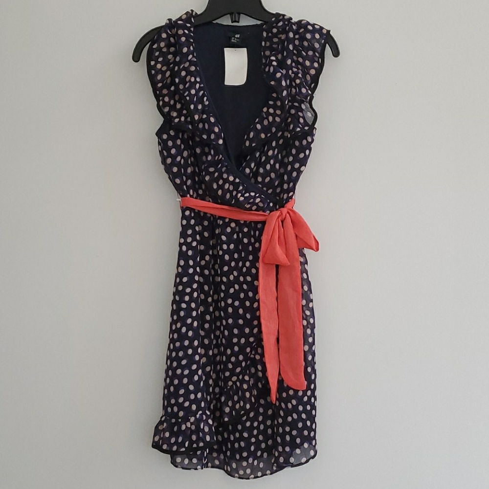 H&M Polkadot chiffon ruffle dress NWT
